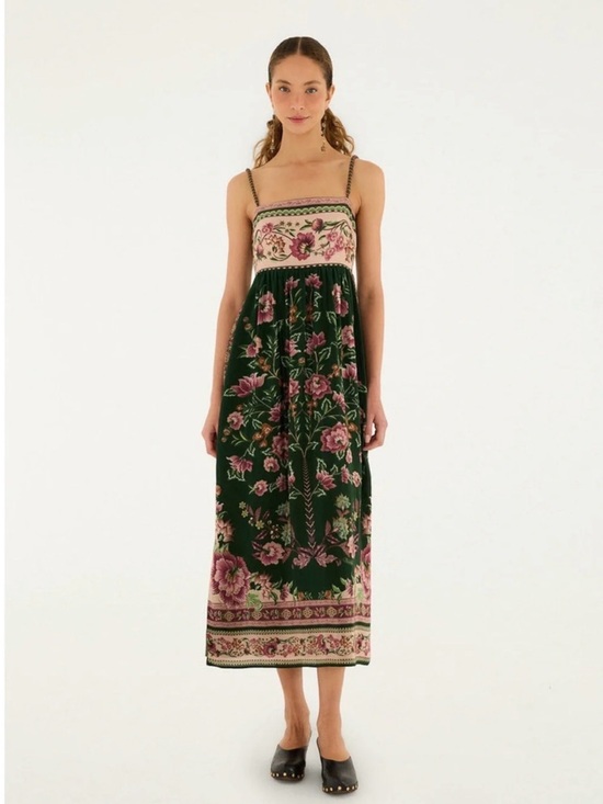 FARM Rio Dresses & Skirts - FARM Rio Green Floral Midi Dress Size L